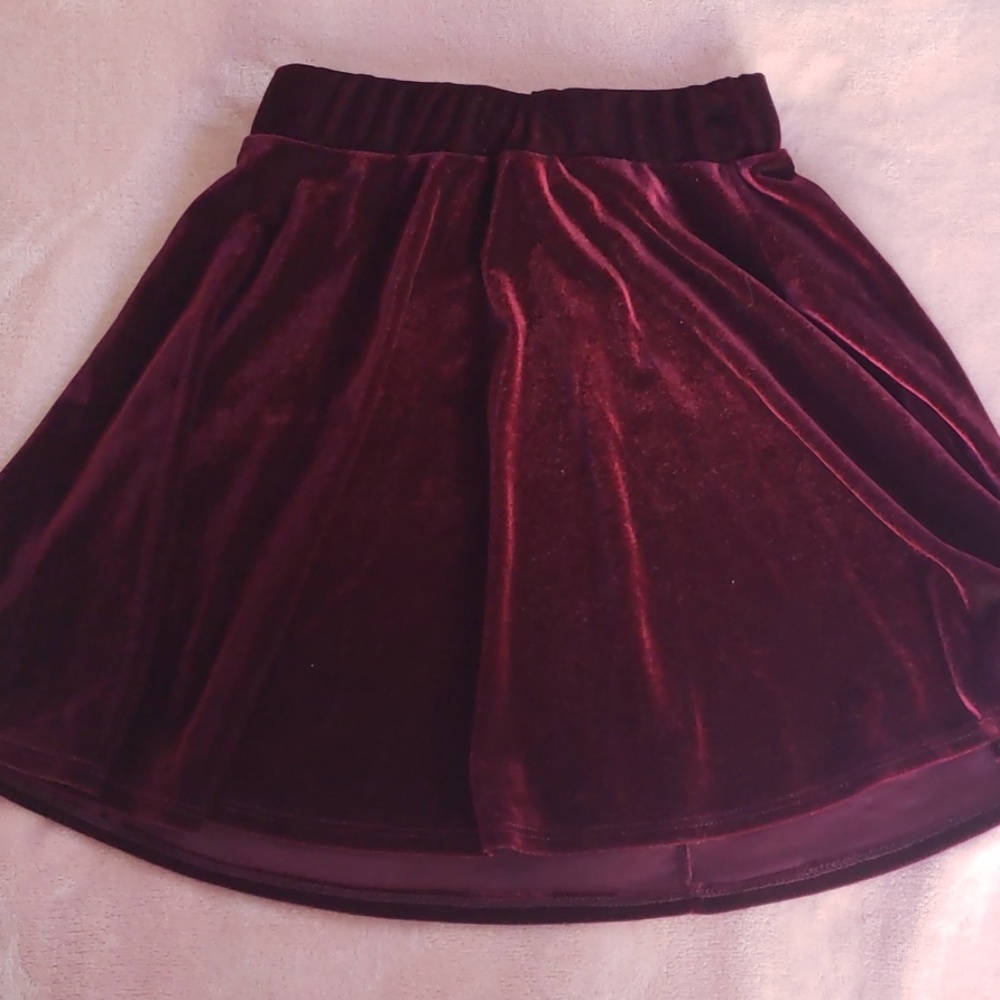 Velvet Burgundy la hearts  women's skirt